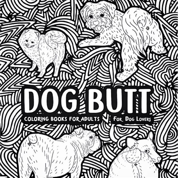 Dog Butt Adult Colouring Book & Sweary Pencils set