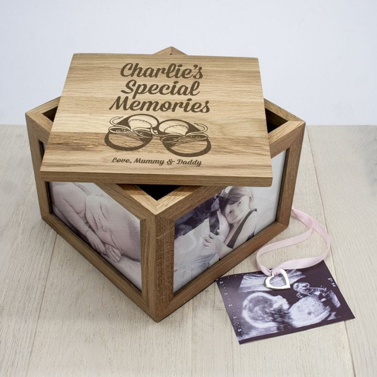 Personalised Baby Boy Keepsake Box Photo Cube