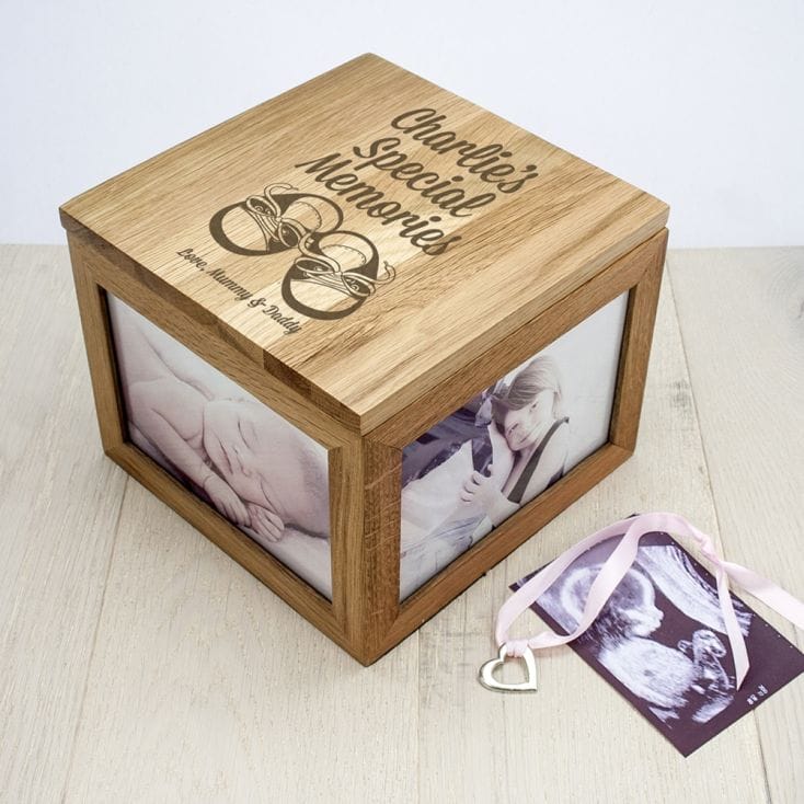 Personalised Baby Boy Keepsake Box Photo Cube