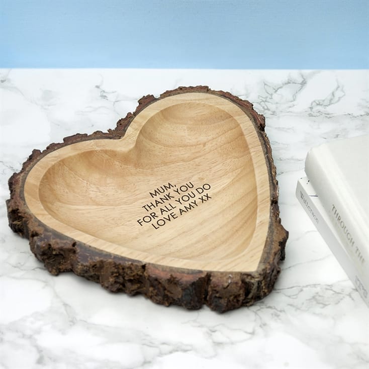 Personalised Rustic Wooden Heart Dish