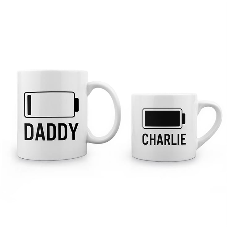 Personalised Daddy & Me Low Battery Mug Sets