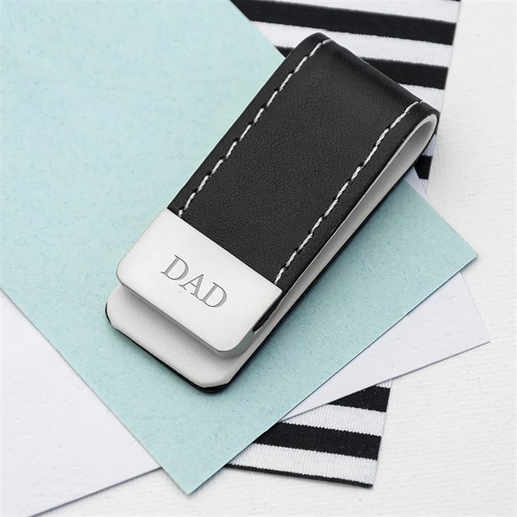 Personalised Black Leather Money Clips