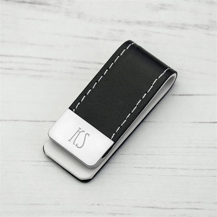 Personalised Black Leather Money Clips