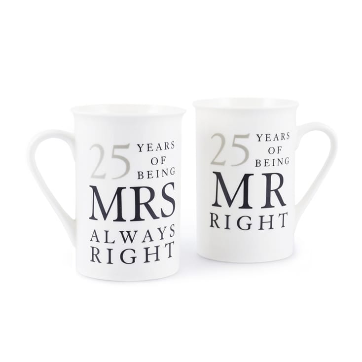 Happy Homewares Ivory 50th Anniversary Mr Right Mrs Always Right Mug Gift Set