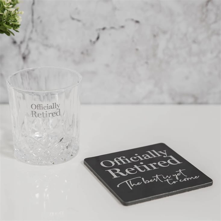 Officially Retired Whisky Glass and Coaster Set