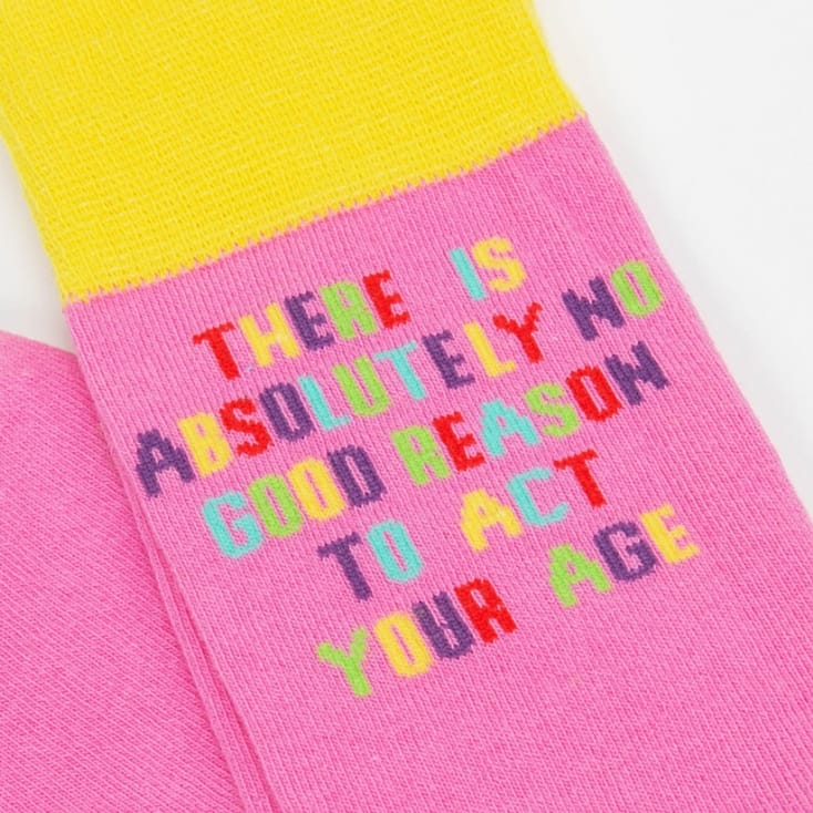 Funny Socks for Men with Act your Age Slogan Find Me A Gift