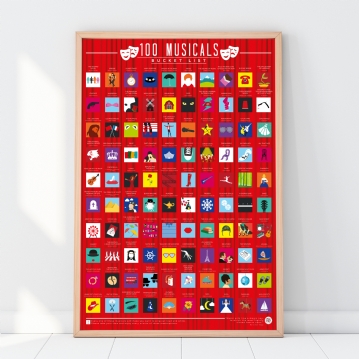 100 Musicals Scratch Poster