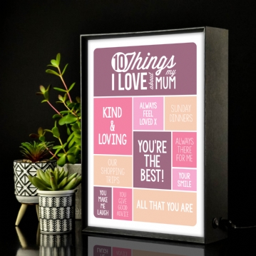 Personalised 10 Things I Love About Mum Light Box