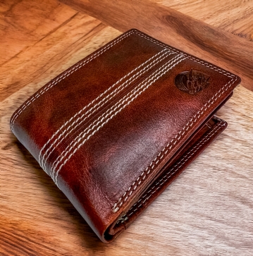 Cricket Buffalo Red Leather Wallet with RFID Protection
