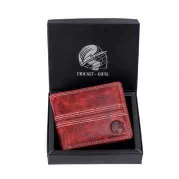 Cricket Buffalo Red Leather Wallet with RFID Protection