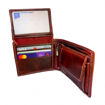Cricket Buffalo Red Leather Wallet with RFID Protection