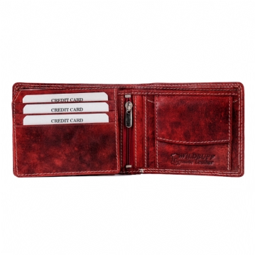 Cricket Buffalo Red Leather Wallet with RFID Protection