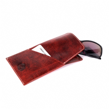 Cricket Buffalo Red Leather Glasses Case