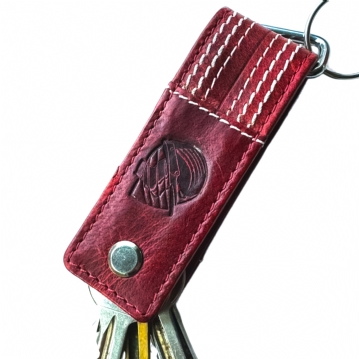 Cricket Buffalo Red Leather Screw Key Chain