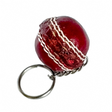 Red Leather Mini Cricket Ball Keyring