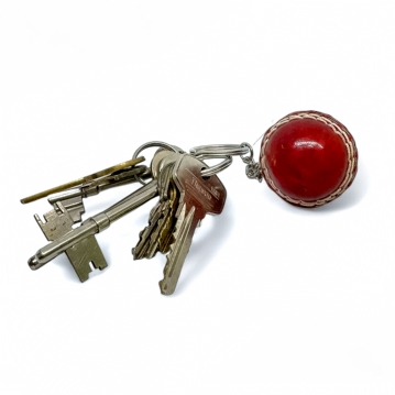 Red Leather Mini Cricket Ball Keyring