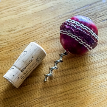 Red Leather Mini Cricket Ball Wine Bottle Opener