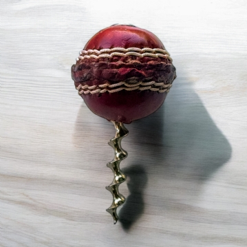 Red Leather Mini Cricket Ball Wine Bottle Opener