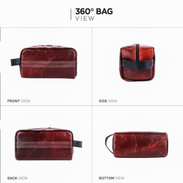 Cricket Ball Red Buffalo Leather Toiletry Bag