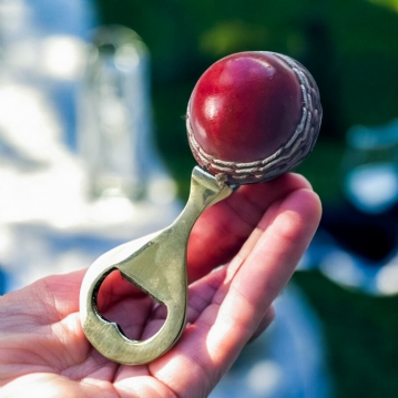 Red Leather Mini Cricket Ball Bottle Opener