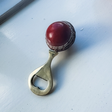 Red Leather Mini Cricket Ball Bottle Opener