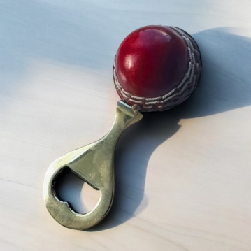 Red Leather Mini Cricket Ball Bottle Opener