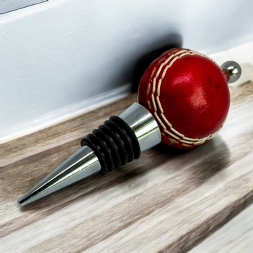 Real Leather Mini Cricket Ball Wine Stopper