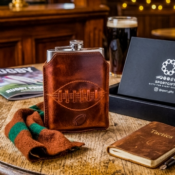 Rugby Buffalo Leather Hip Flask
