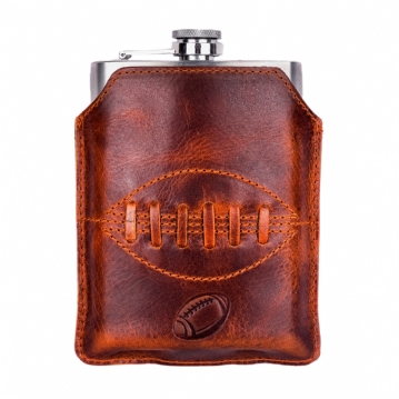 Rugby Buffalo Leather Hip Flask