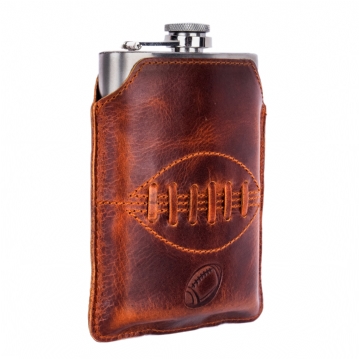 Rugby Buffalo Leather Hip Flask