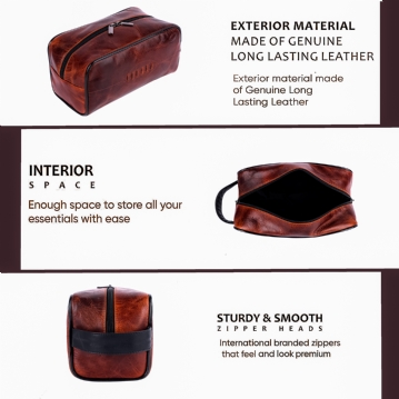 Rugby Buffalo Leather Wash Bag