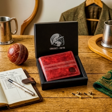 Cricket Buffalo Red Leather Wallet with RFID Protection