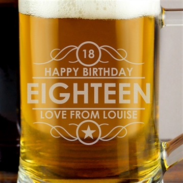 Personalised 18th Birthday Glass Tankard