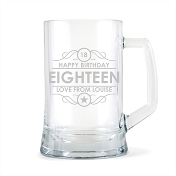 Personalised 18th Birthday Glass Tankard