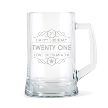Personalised 21st Birthday Glass Tankard