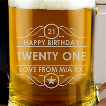 Personalised 21st Birthday Glass Tankard