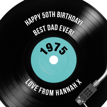 Personalised 50th Birthday Retro Record Cushion