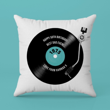 Personalised 50th Birthday Retro Record Cushion