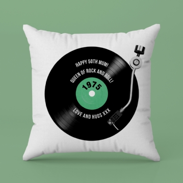 Personalised 50th Birthday Retro Record Cushion