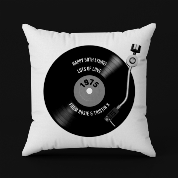 Personalised 50th Birthday Retro Record Cushion