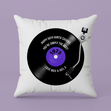 Personalised 50th Birthday Retro Record Cushion