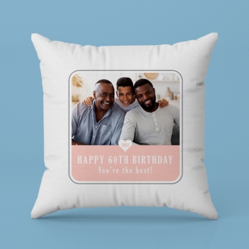 Personalised 60th Birthday Pink Photo Upload Cushion