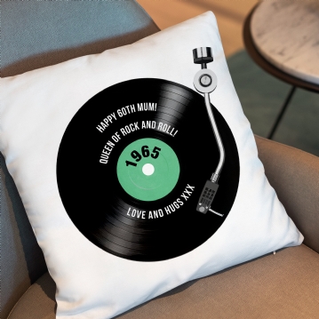 60th Birthday Retro Record Personalised Cushion