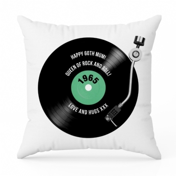 60th Birthday Retro Record Personalised Cushion