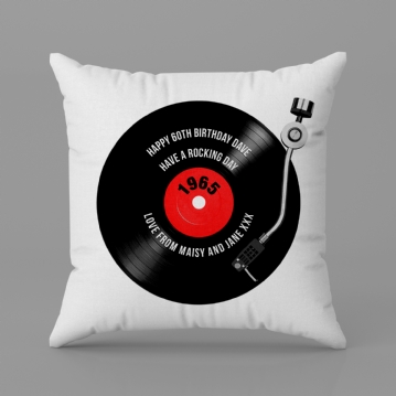 60th Birthday Retro Record Personalised Cushion