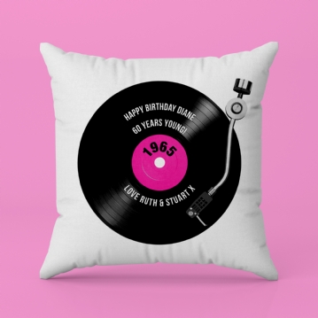60th Birthday Retro Record Personalised Cushion
