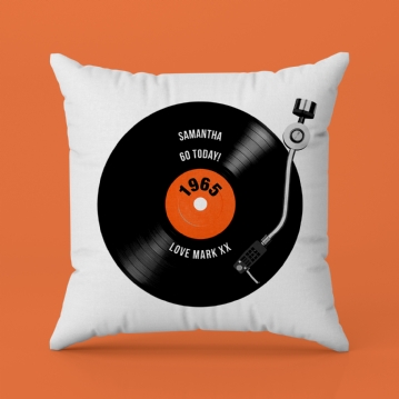60th Birthday Retro Record Personalised Cushion