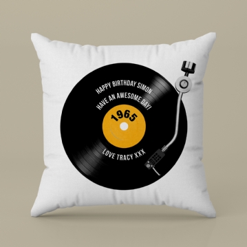 60th Birthday Retro Record Personalised Cushion