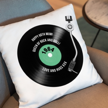 60th Birthday Retro Record Personalised Cushion