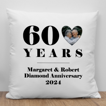 Personalised 60th Wedding Anniversary Photo Cushion